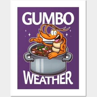 Cute Cartoon Shrimp Gumbo Weather Posters and Art